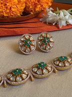 Nayaab Mossanite Polki Necklace Set